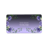 Watercolor Paarse Bloemen Adreslabel Etiket (Voorkant)
