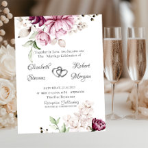 Watercolor Paarse Bloemen Bruiloft