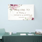 Watercolor Paarse Bloemen Bruiloft Spandoek (Beurs)