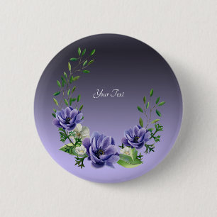 Watercolor Paarse Bloemen Knop Ronde Button 5,7 Cm