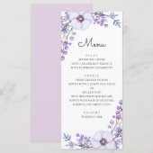 Watercolor paarse bloemen. Paarse bloemige bruilof Menu (Voorkant / Achterkant)