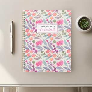 Watercolor Paarse Bloemen Planner