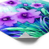 Watercolor paarse bloemen poster (Hoek)