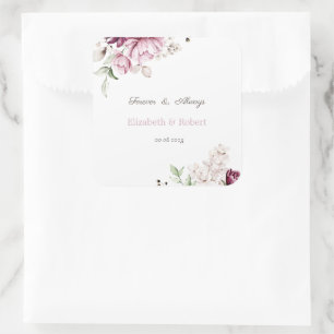 Watercolor Paarse Bloemen Vierkante Sticker