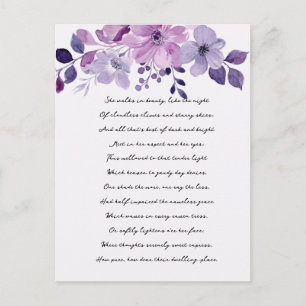 Watercolor paarse bloemenboeket briefkaart