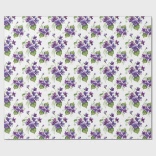 Watercolor paarse bloemenboeket cadeaupapier