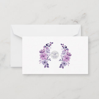 Watercolor paarse bloemenboeket notitiekaartje