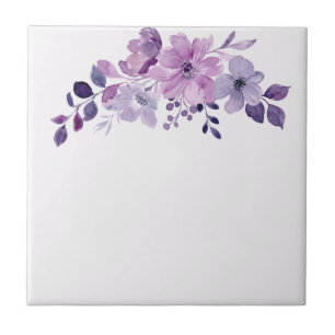 Watercolor paarse bloemenboeket tegeltje