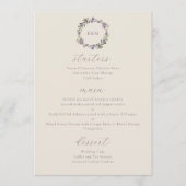 Watercolor Paarse Bloemenkrans Sering Menu (Voorkant)