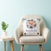 Watercolor Paarse & Crème Bloemen Baby Foto Kussen (Stoel)
