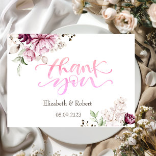 Watercolor Paarse Rozen Bedankkaart