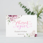 Watercolor Paarse Rozen Bedankkaart (Staand voorkant)
