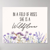 Watercolor Paarse Wilde Bloem Citaat Horizontaal Poster (Voorkant)