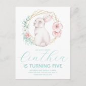 Watercolor Paas Konijn Meisje Verjaardag Pastel Briefkaart (Voorkant)