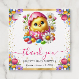 Watercolor Paas Kuiken Lente Bloemen Baby Shower Bedankjes Labels