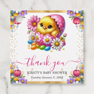 Watercolor Paas Kuiken Lente Bloemen Baby Shower Bedankjes Labels