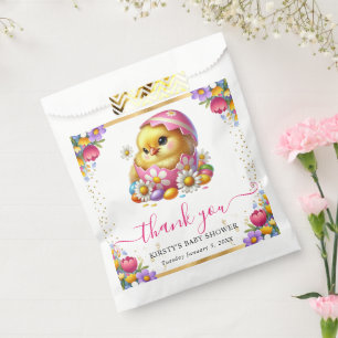 Watercolor Paas Kuiken Lente Bloemen Baby Shower Bedankzakje
