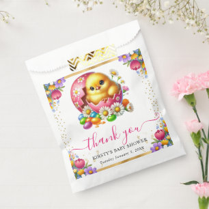 Watercolor Paas Kuiken Lente Bloemen Baby Shower Bedankzakje