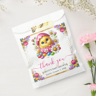 Watercolor Paas Kuiken Lente Bloemen Baby Shower Bedankzakje