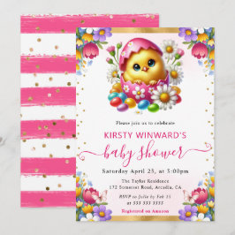 Watercolor Paas Kuiken Lente Bloemen Baby Shower Kaart