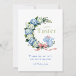Watercolor Paashaai Hydrangea Knuffel Konijn Foto Feestdagenkaart