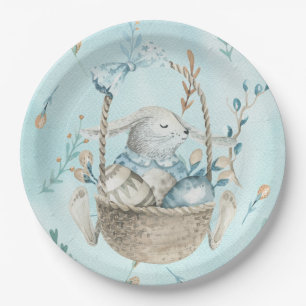 Watercolor Paashaas Eiermandje Papieren Bordje