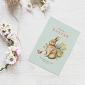 Watercolor Paashaas Feestdagenkaart