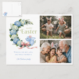 Watercolor Paashaas Hydrangea Cute Konijn 2 Foto Briefkaart