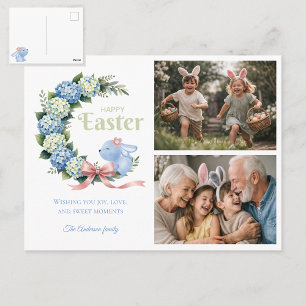 Watercolor Paashaas Hydrangea Cute Konijn 2 Foto Briefkaart