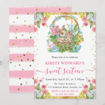 Watercolor Paashaas Lente Sweet 16