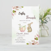 Watercolor Paashaas Ontbijt & Bubbels Kaart (Staand voorkant)