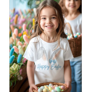 Watercolor Paashaasoren met Blauwe Strik Lente T-shirt