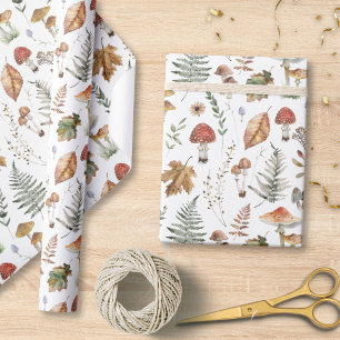 Watercolor Paddenstoel Botanisch Patroon Decoupage Cadeaupapier