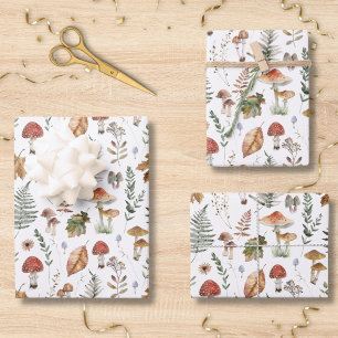 Watercolor Paddenstoel Botanisch Patroon Decoupage Inpakpapier Vel