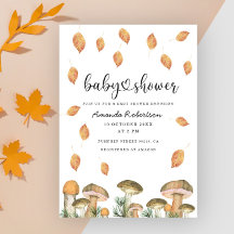 Watercolor paddenstoelen baby shower