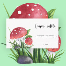 Watercolor paddenstoelen baby shower Luier loterij