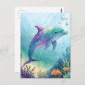 Watercolor painted dolphin briefkaart (Voorkant / Achterkant)