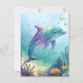 Watercolor painted dolphin briefkaart