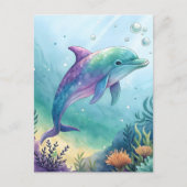 Watercolor painted dolphin briefkaart (Voorkant)
