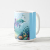 Watercolor painted dolphin koffiemok (Voorkant rechts)