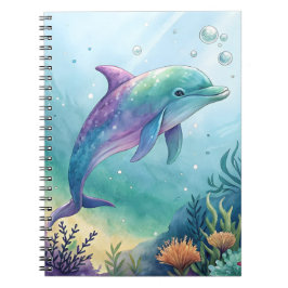 Watercolor painted dolphin notitieboek