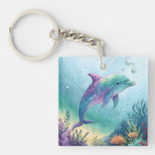 Watercolor painted dolphin sleutelhanger (voorkant)