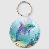Watercolor painted dolphin sleutelhanger (Voorkant)