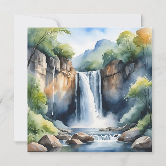 Watercolor painted waterfall (Voorkant)
