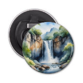 Watercolor painted waterfall button flesopener (Voorkant)