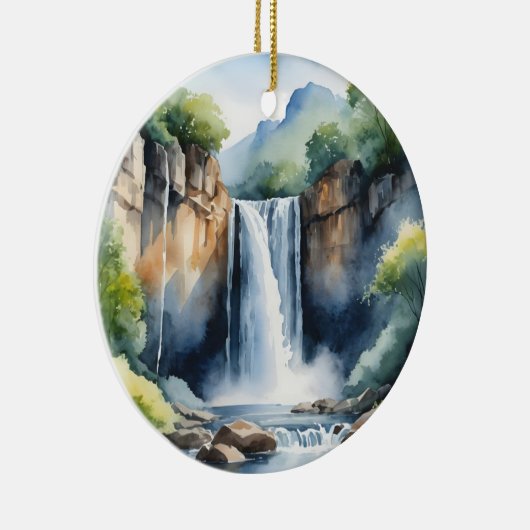 Watercolor painted waterfall keramisch ornament (Rechts)