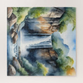 Watercolor painted waterfall legpuzzel (Horizontaal)