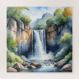 Watercolor painted waterfall legpuzzel