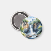 Watercolor painted waterfall magneet (Voorkant / Achterkant)