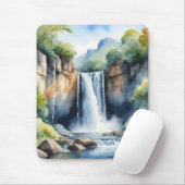 Watercolor painted waterfall muismat (Met muis)